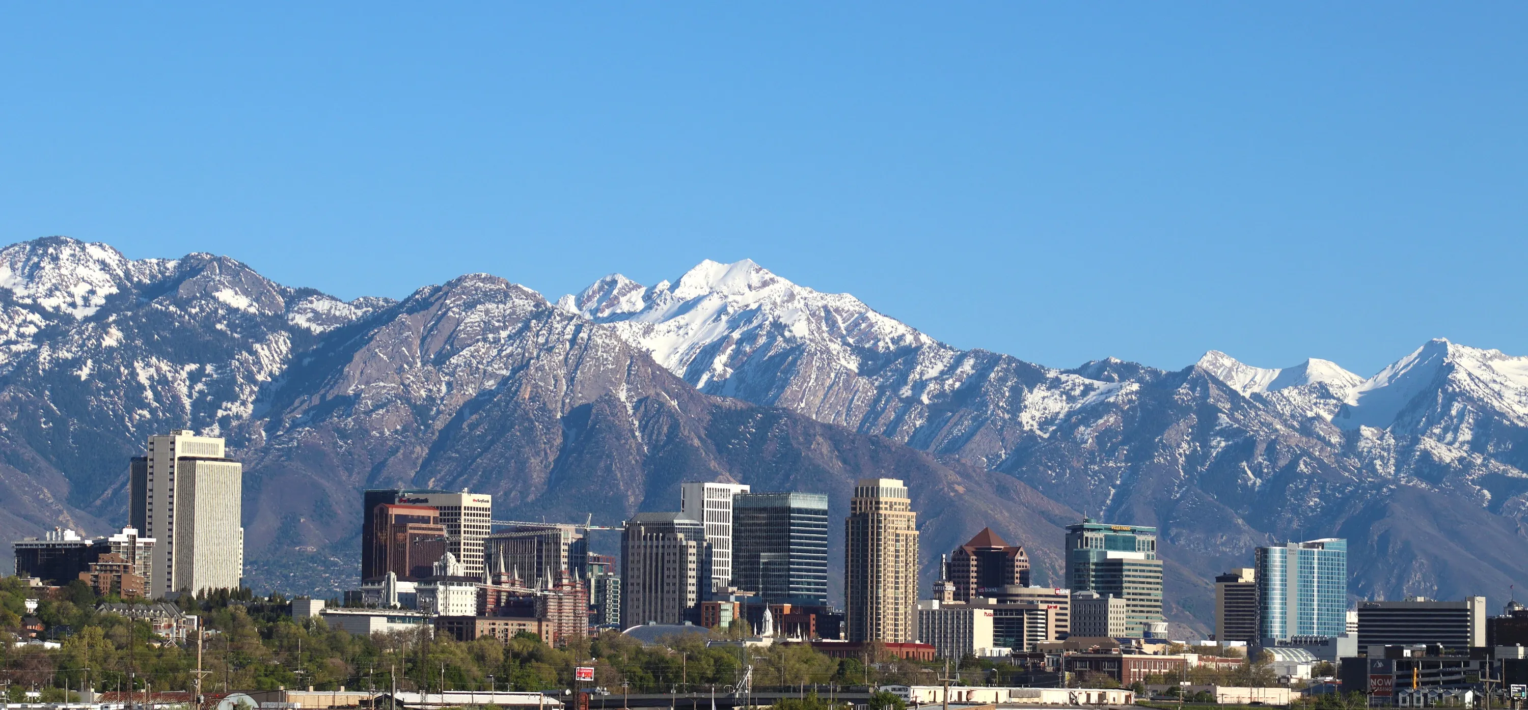 The skyline of Salt Lake City, Utah's most well known city.